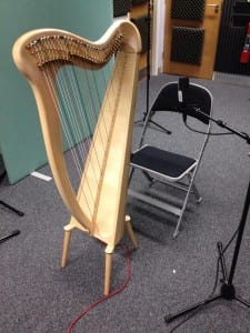 Recording Harp - DI from the piezo pickup and an AKG C414 in front of the strings